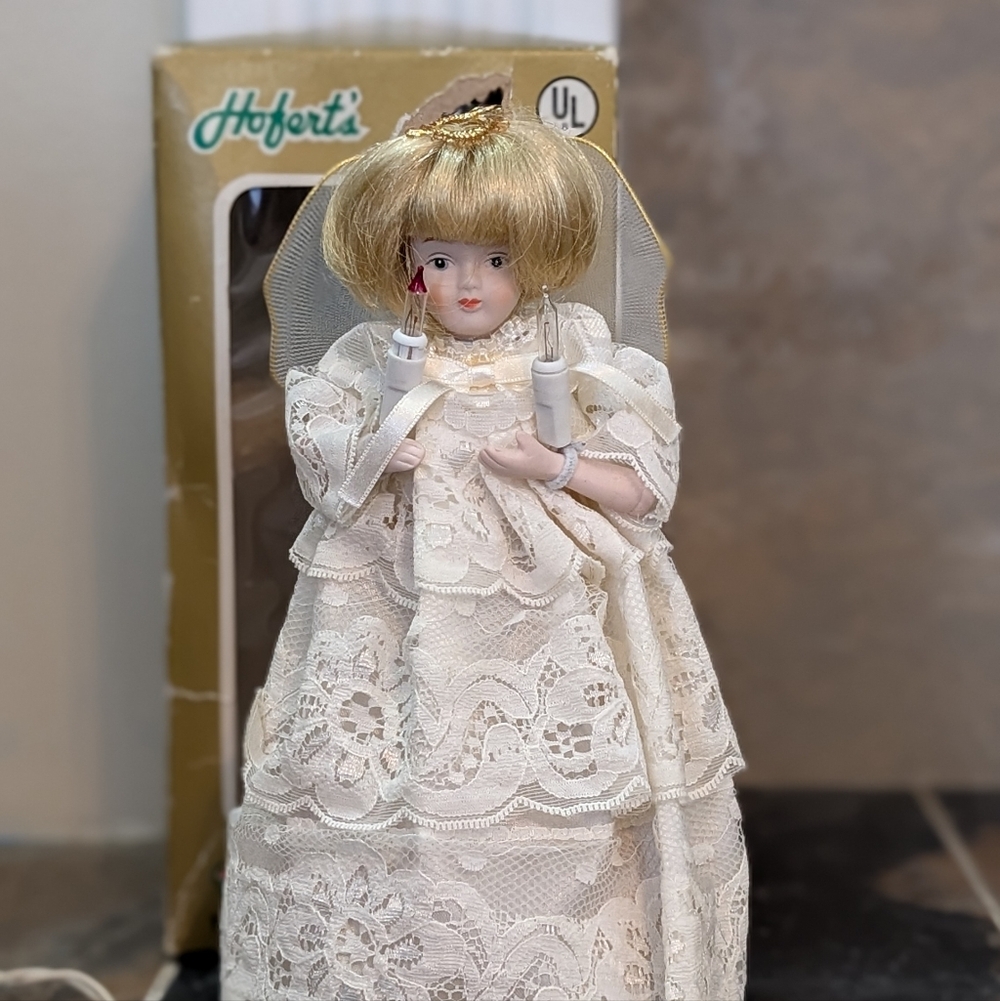 Porcelain Lighted Vintage 10 Light Angel By Hoferts In Box